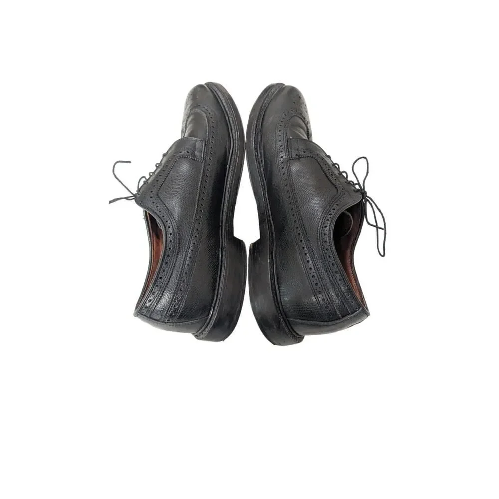 Brooks Brothers Mens Pebble Grain Leather Wingtip Brogue Derby‎ Black Size 12